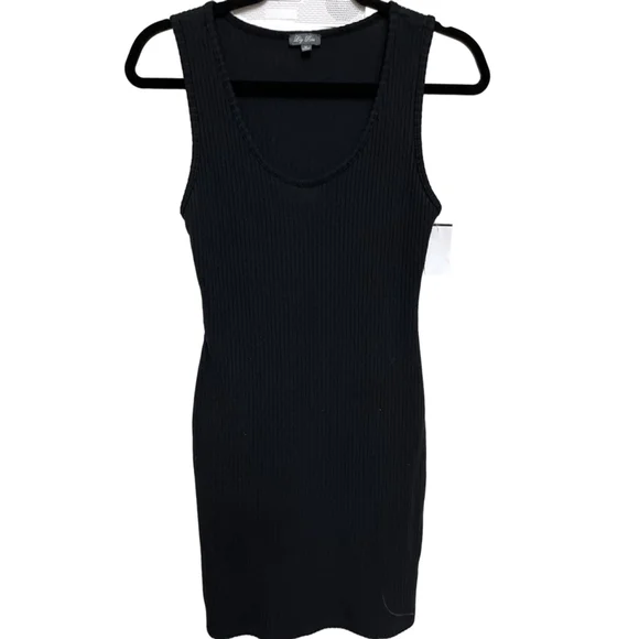 EUC Women's Lily Rose Black Ribbed Mini Dress M - Picture 2 of 5